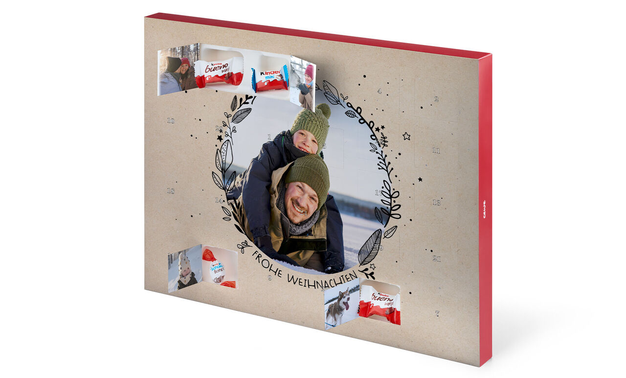 Ein wunderschön gestaltetes Weihnachtsgeschenk in verspieltem Design mit Schokoladentafeln.