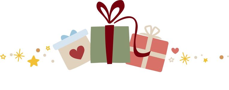  Drei liebevoll gestaltete Geschenke mit bunten Schleifen 
